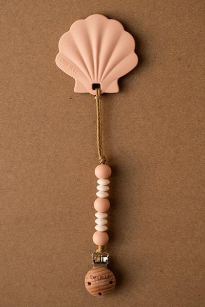 Clip and shell teether